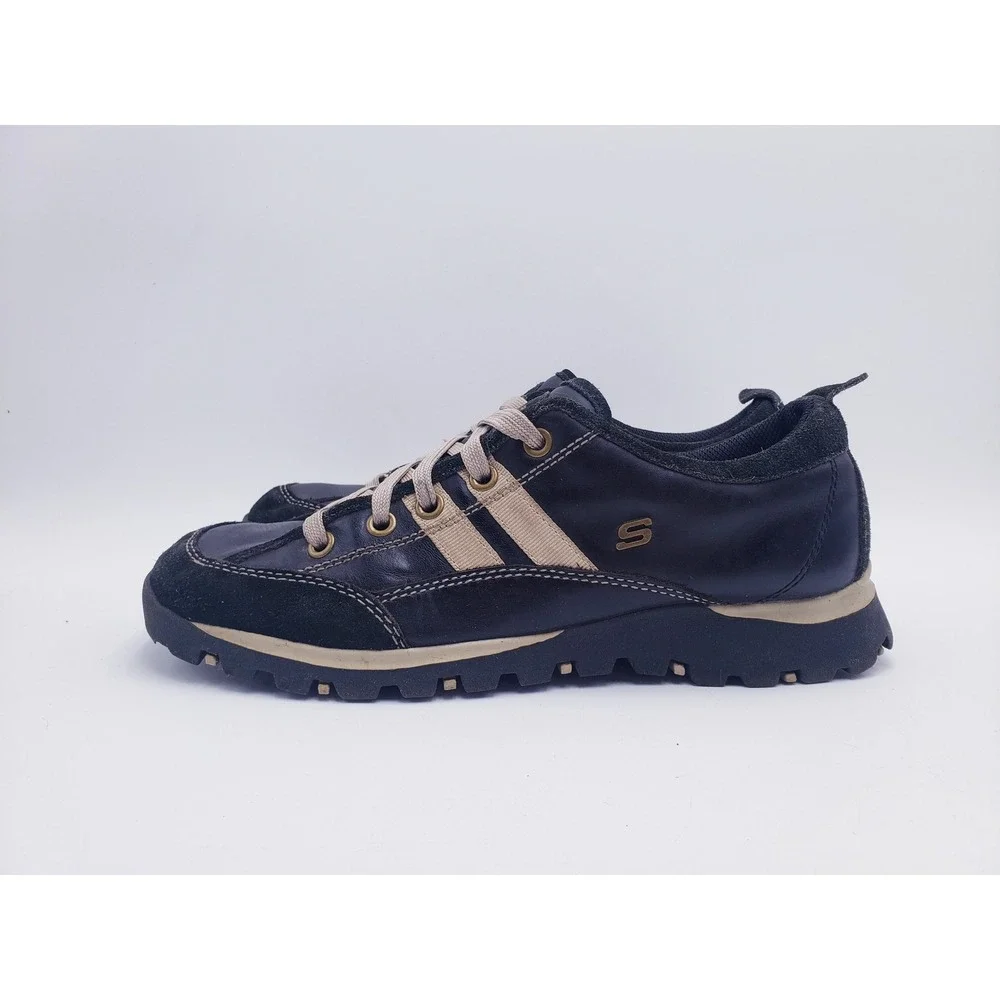 Vintage 90s Y2K Skechers Sneakers Black Leather Suede Lace Up Oxford Womens 11